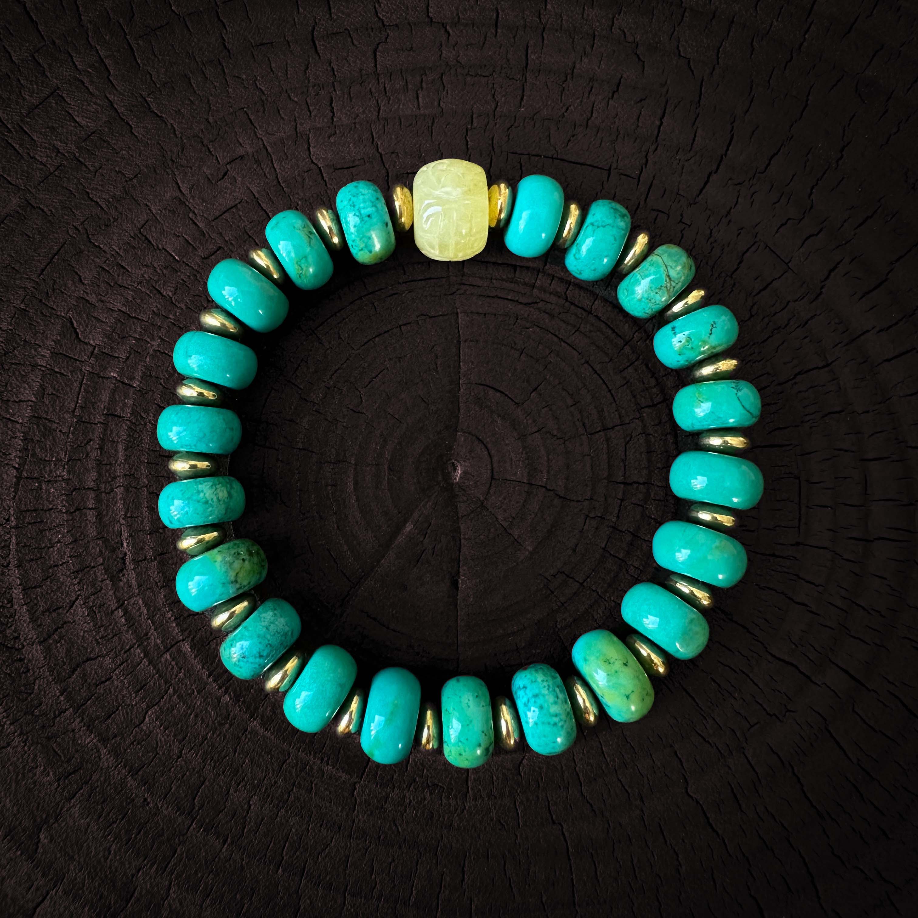 Pulsera de turquesa tibetana y ámbar: símbolo de armonía y protección