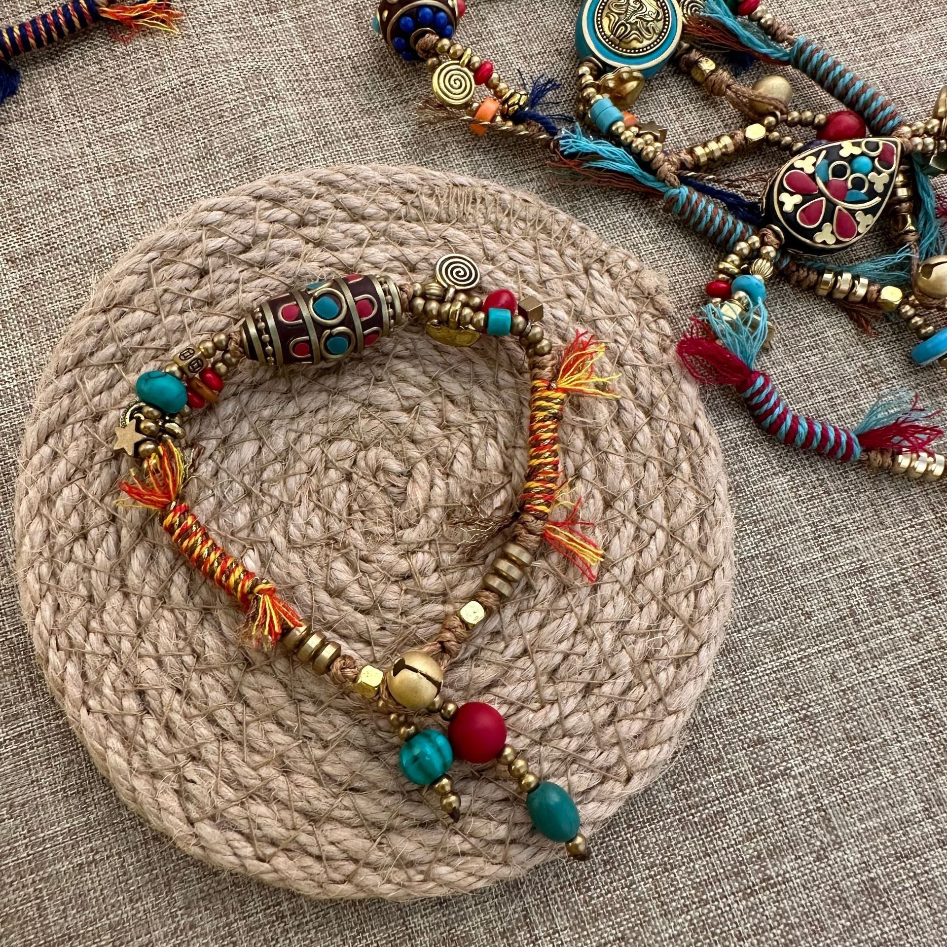 Tibetan Tribal Wax Rope Bracelet – A Vintage and Adjustable Handcrafted Accessory