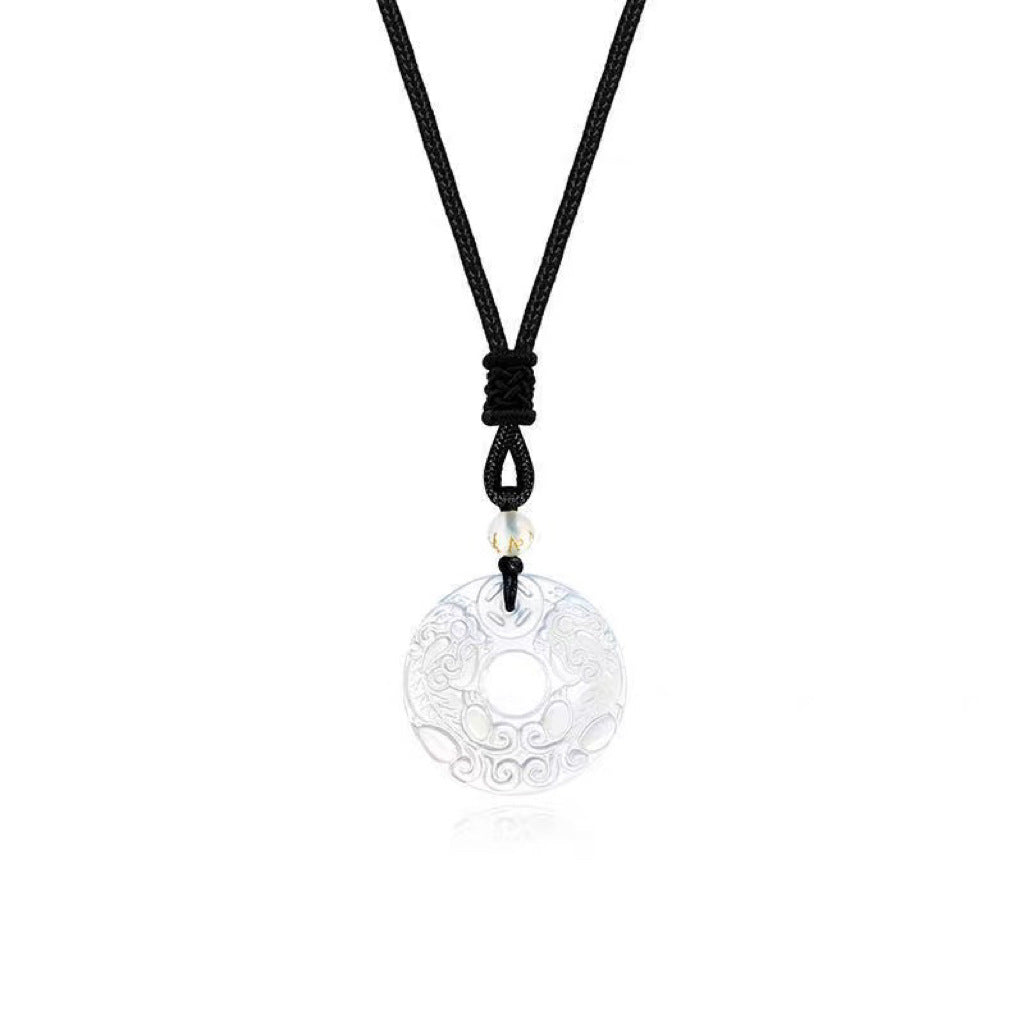 Colgante de la Paz Pixiu de obsidiana negra y ágata blanca