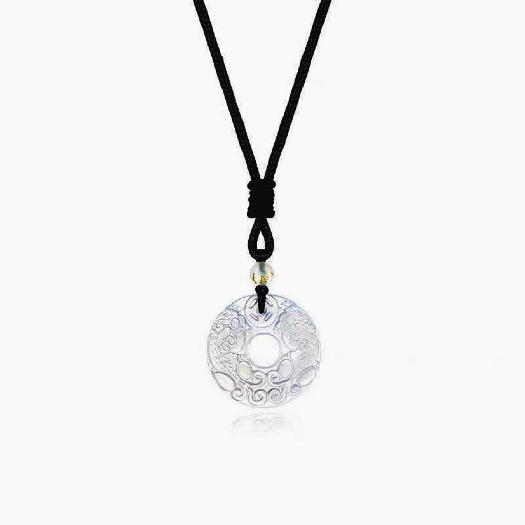 Colgante de la Paz Pixiu de obsidiana negra y ágata blanca