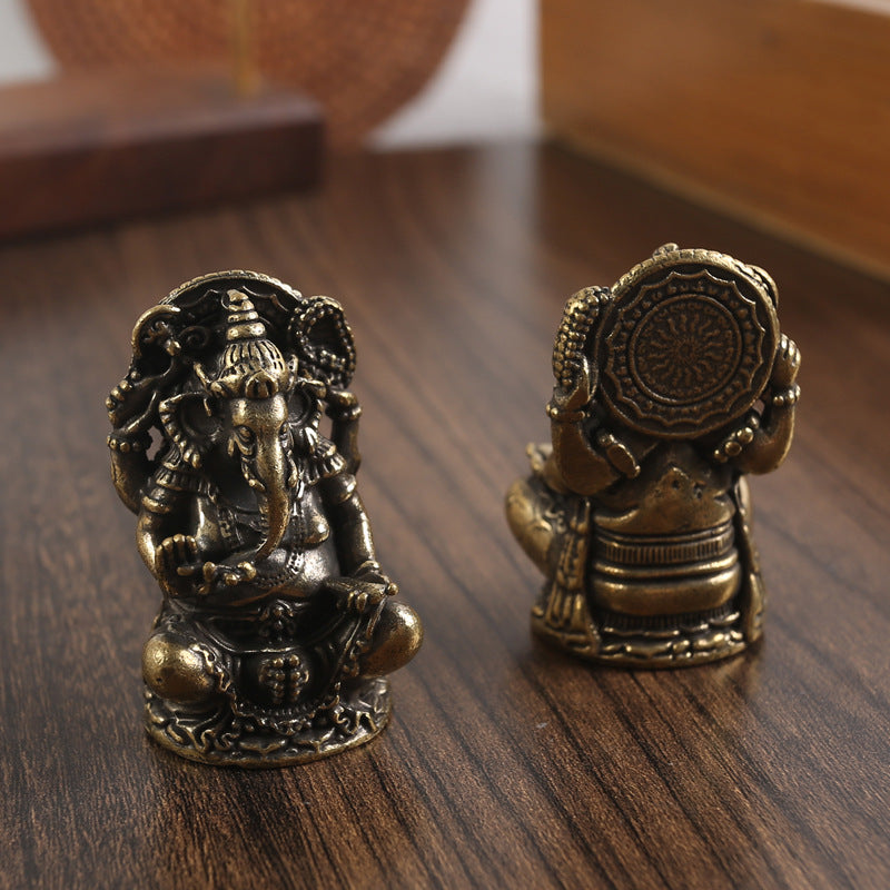 Buddhistische Elefantengott-Figur aus Messing – Symbol für Stärke und Wohlstand