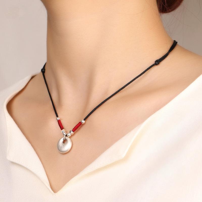 Collar con amuleto de la paz de plata pura 999