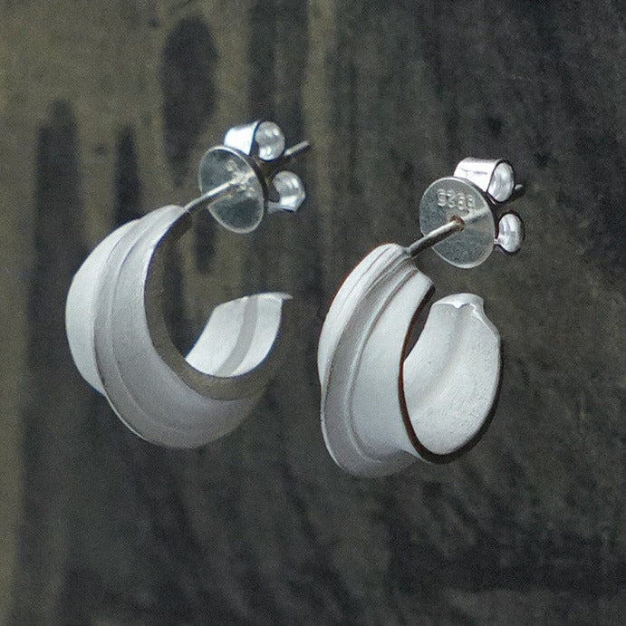 Floating Star Orbit Earrings – Handcrafted Frosted Texture, Cosmic Design