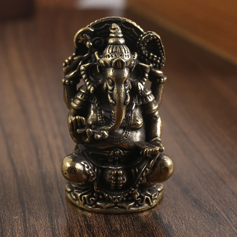 Buddhistische Elefantengott-Figur aus Messing – Symbol für Stärke und Wohlstand