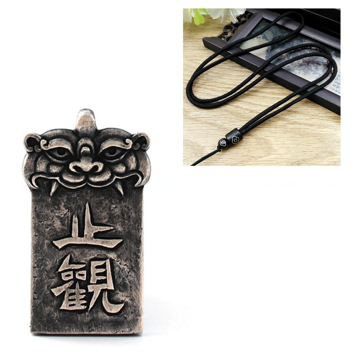 Handcrafted Vintage Silver “Zhi Guan” Protection Pendant - Zen Buddhist Inspired