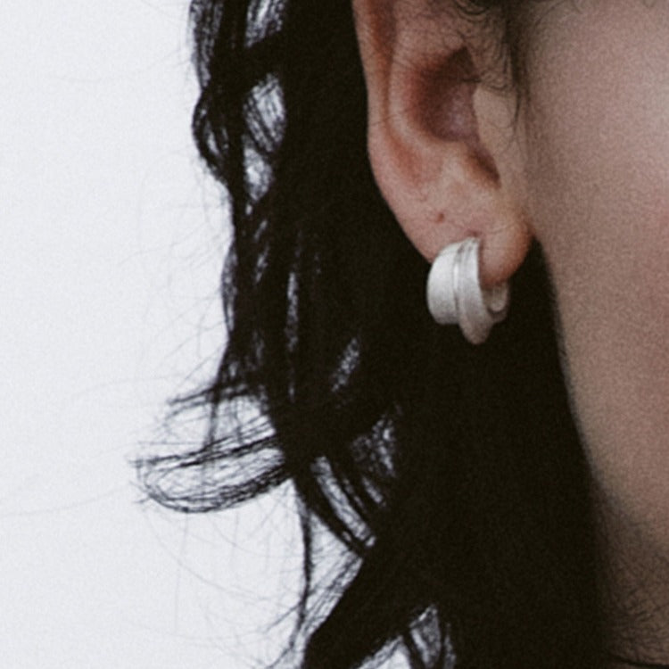 Floating Star Orbit Earrings – Handcrafted Frosted Texture, Cosmic Design