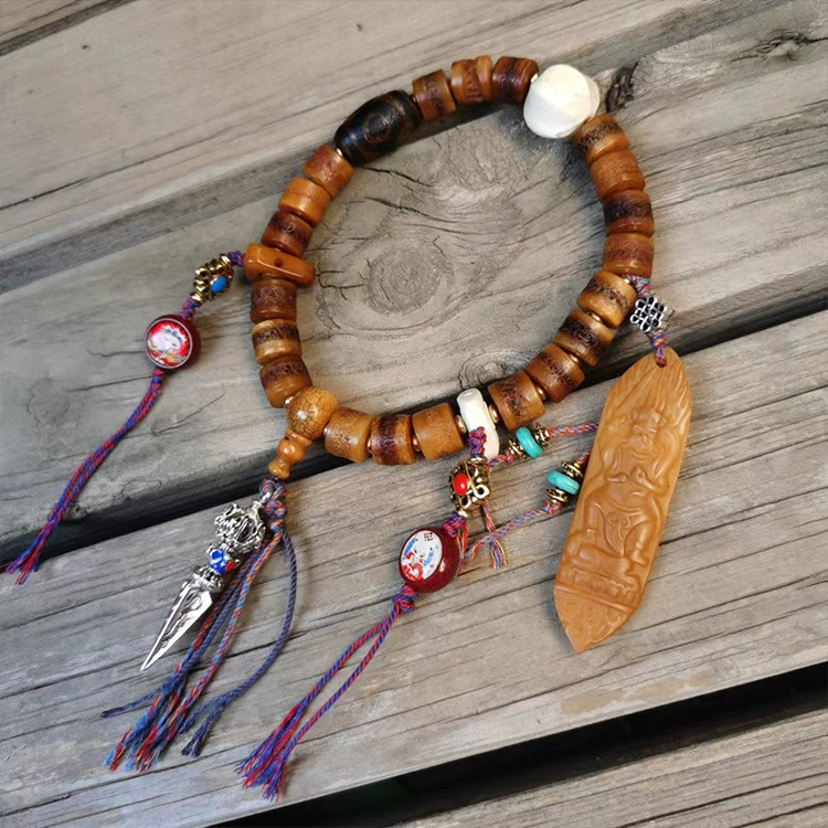 Yak-Schädel-Bernstein-Gabba-Armband – tibetische Stärke und Schutz