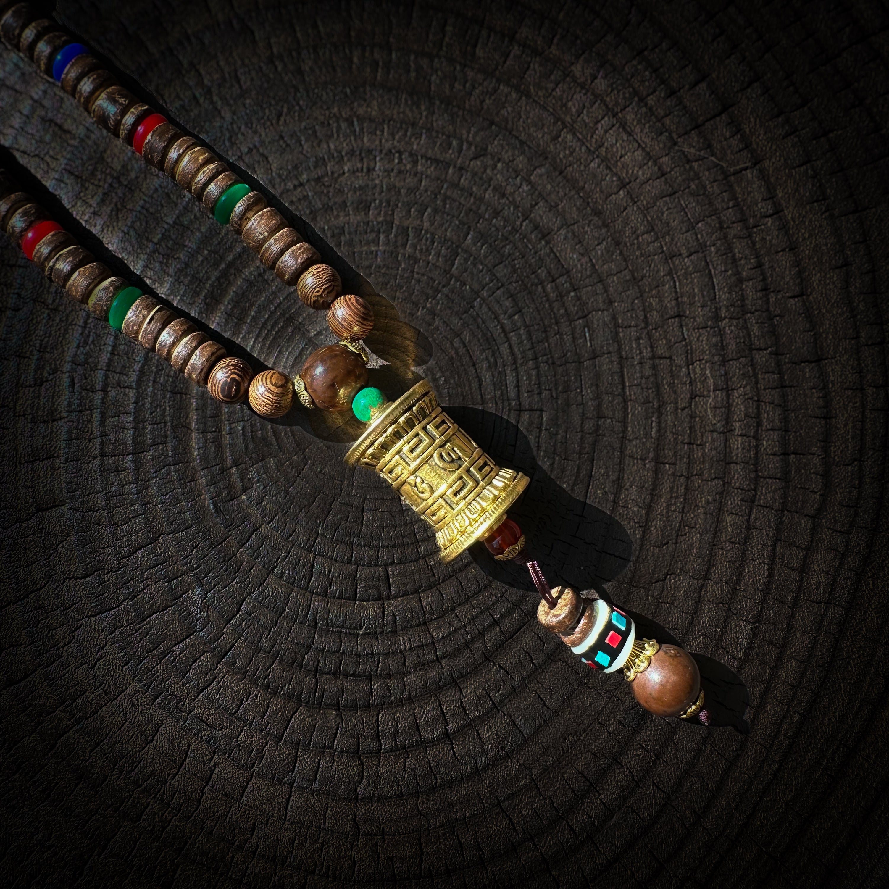 Tibetan Prayer Wheel Pendant Necklace – Symbol of Blessings and Spiritual Energy