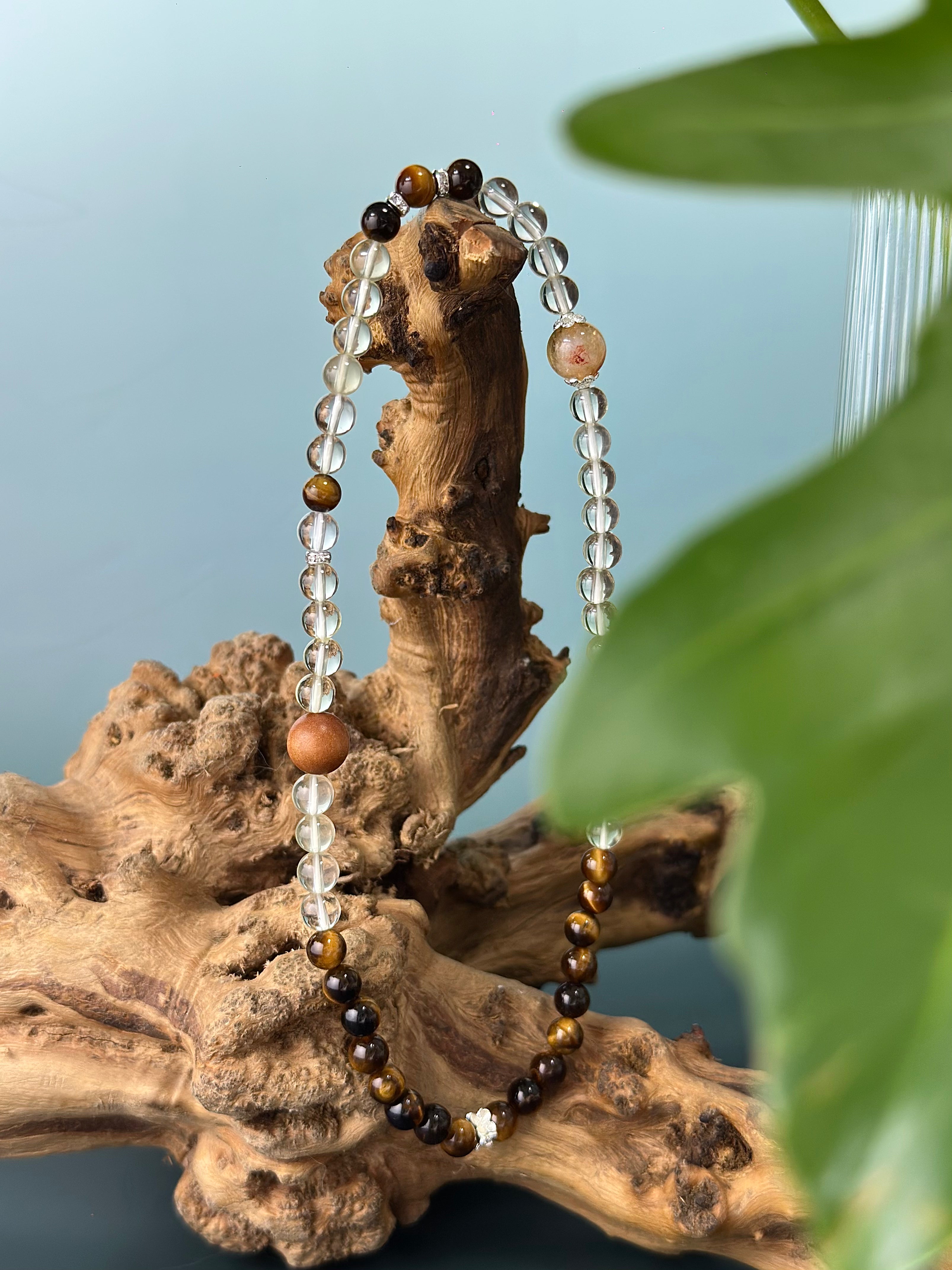 Natural Yellow Citrine and Tiger’s Eye Double Circle Bracelet – A Symbol of Strength and Prosperity