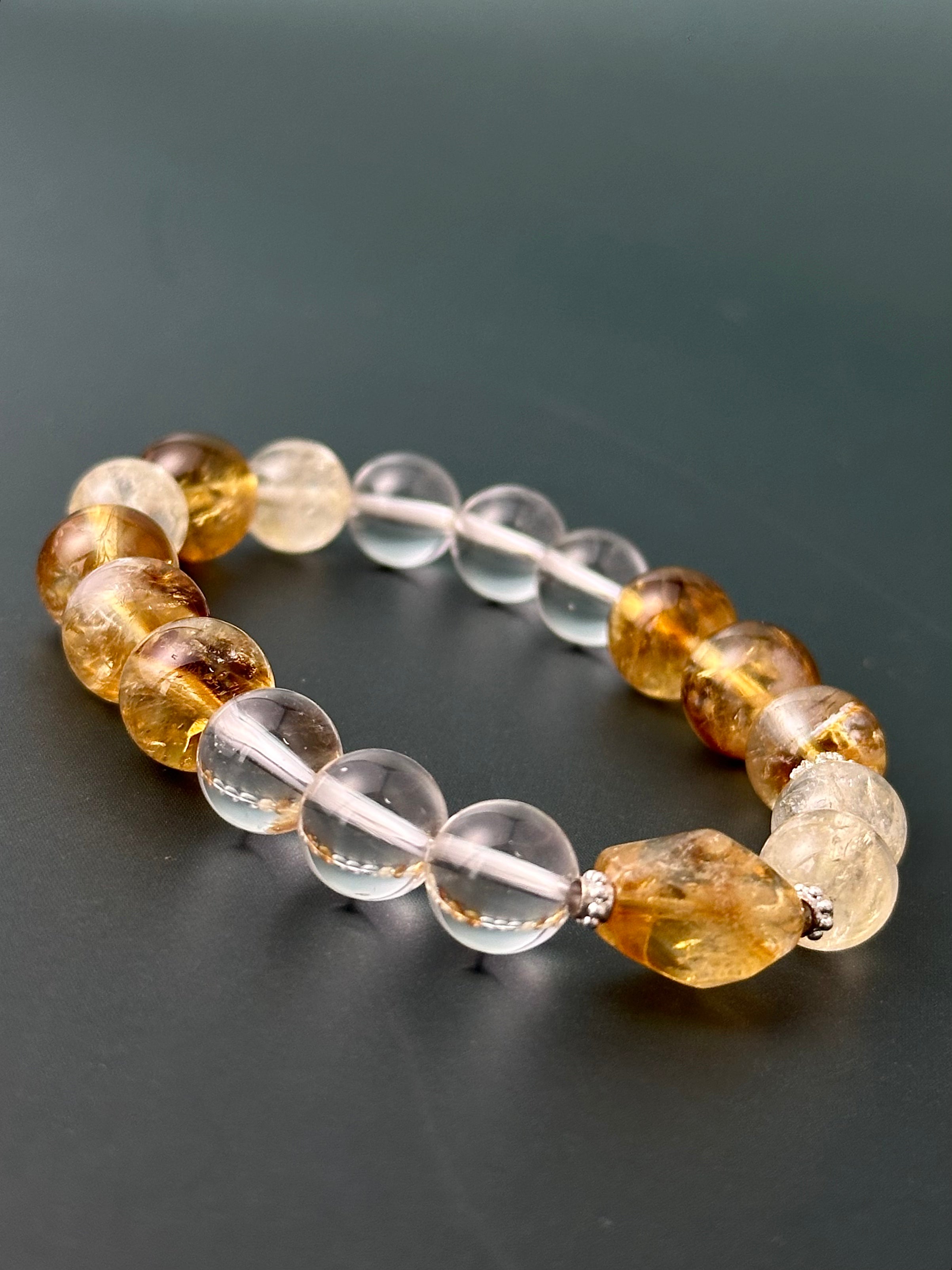 Natural Yellow Citrine & Clear Quartz Bracelet – A Symbol of Energy and Clarity