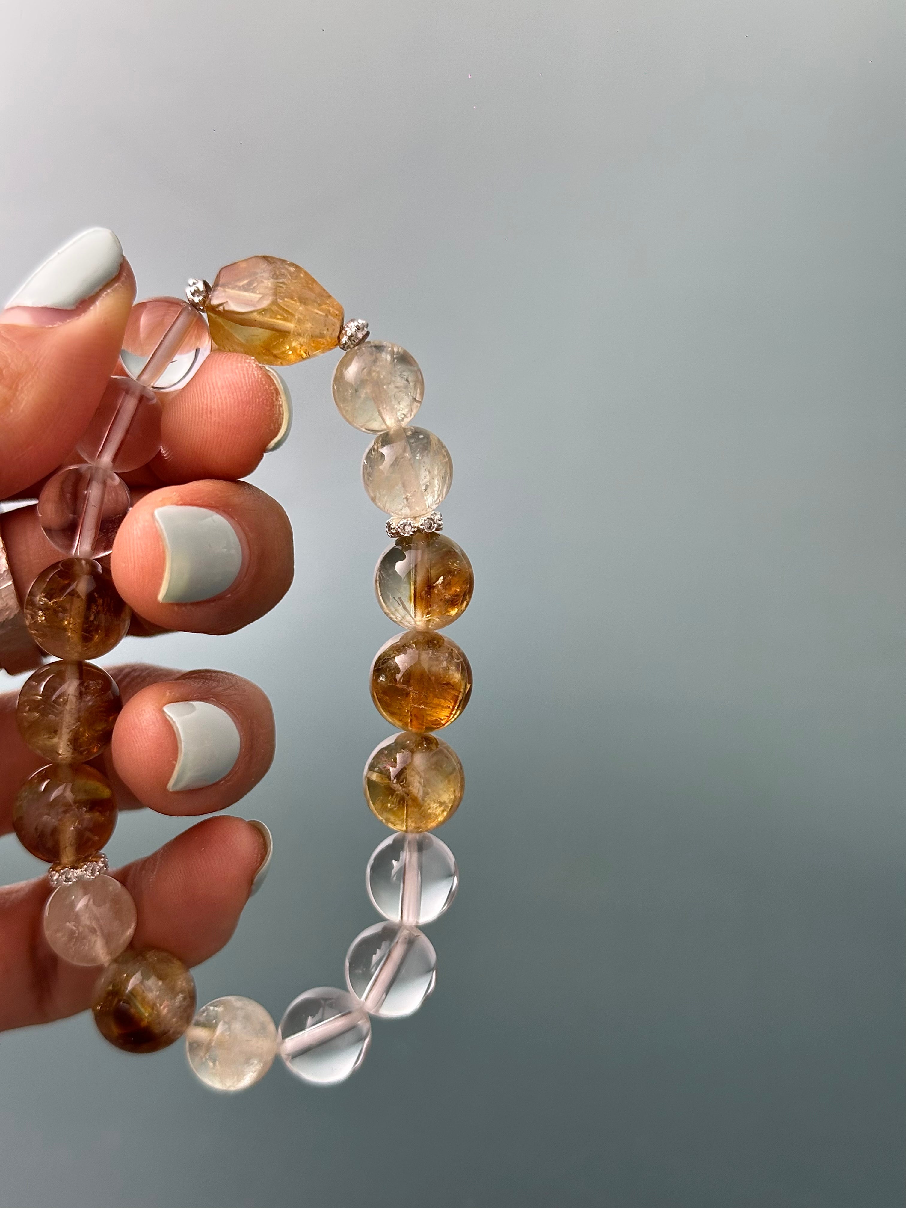 Natural Yellow Citrine & Clear Quartz Bracelet – A Symbol of Energy and Clarity