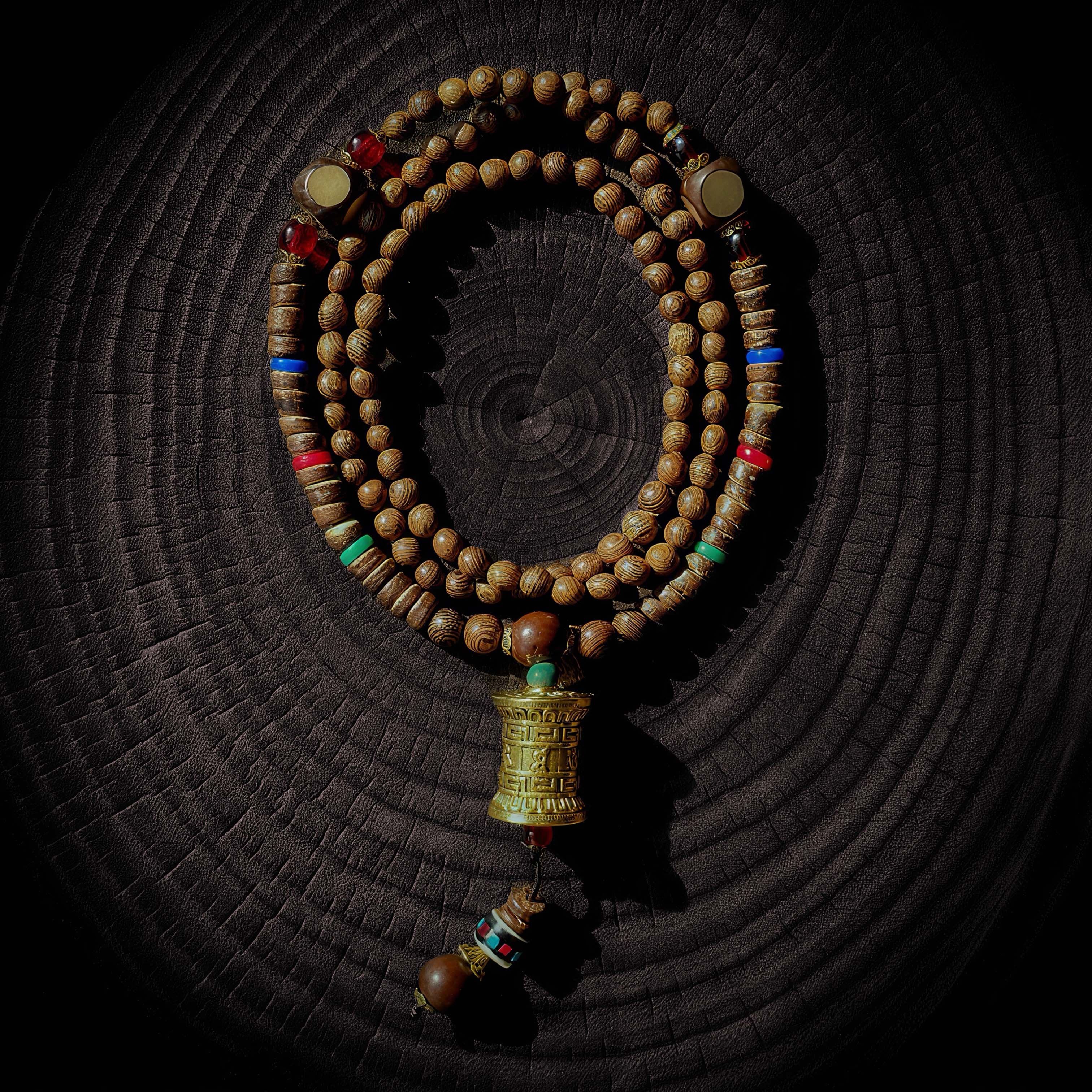 Tibetan Prayer Wheel Pendant Necklace – Symbol of Blessings and Spiritual Energy