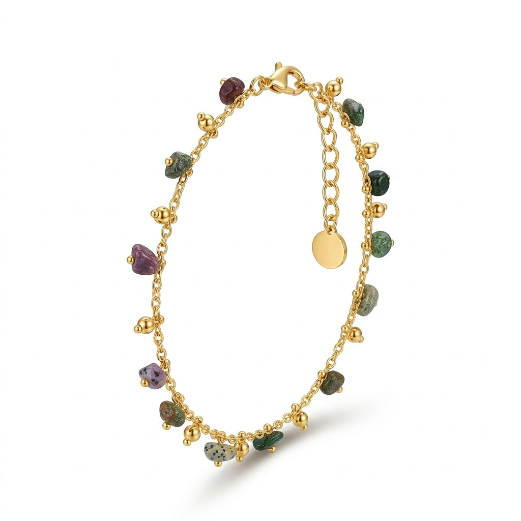 Raw Stone Golden Anklet