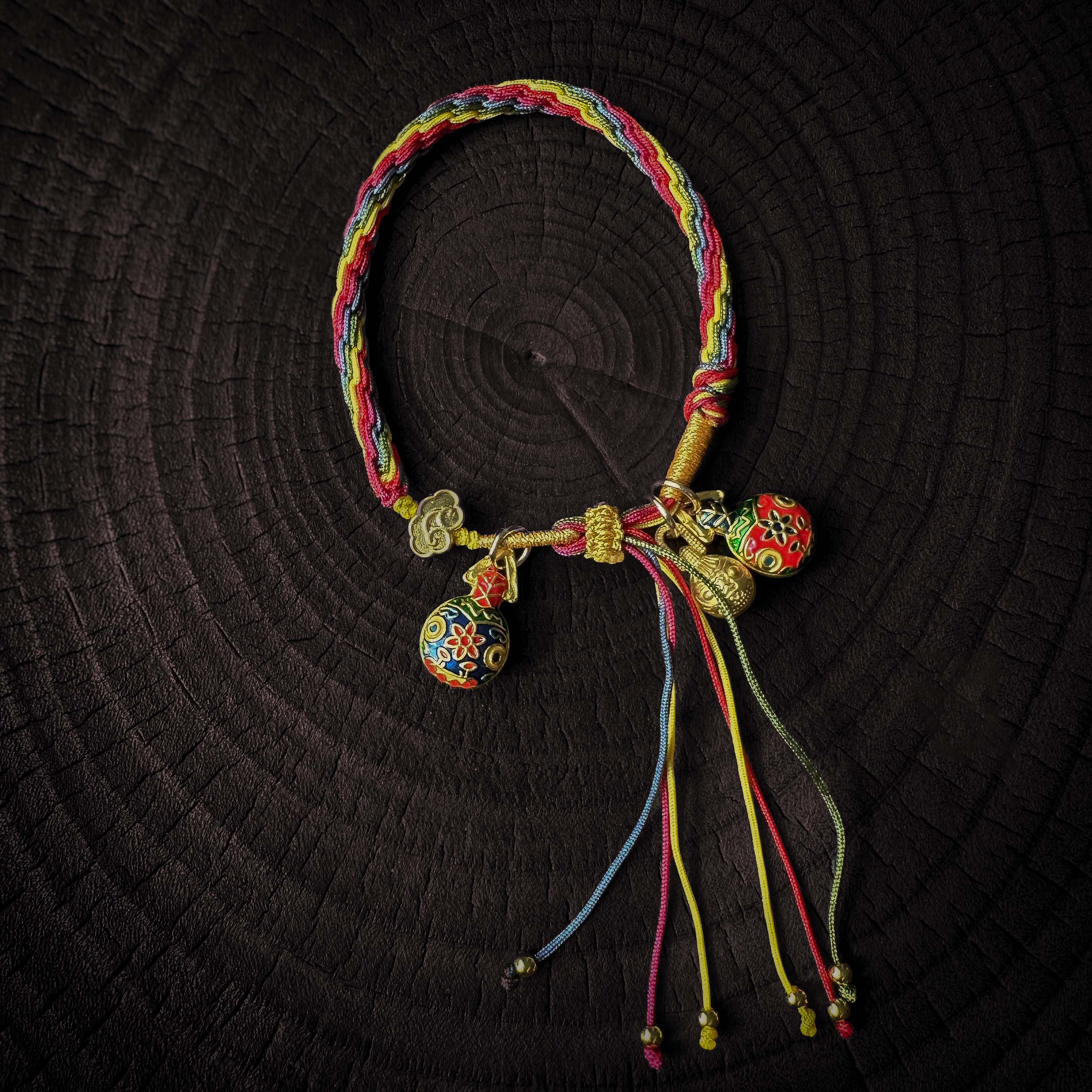 Tibetan Style Wax Rope Handmade Bracelet with Bells – Vintage Charm and Spiritual Connection