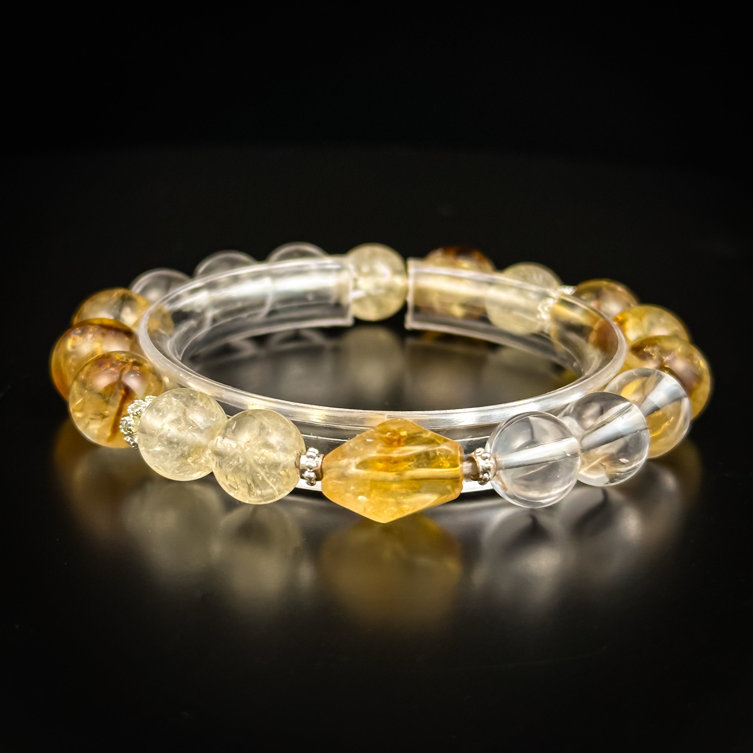 Natural Yellow Citrine & Clear Quartz Bracelet – A Symbol of Energy and Clarity