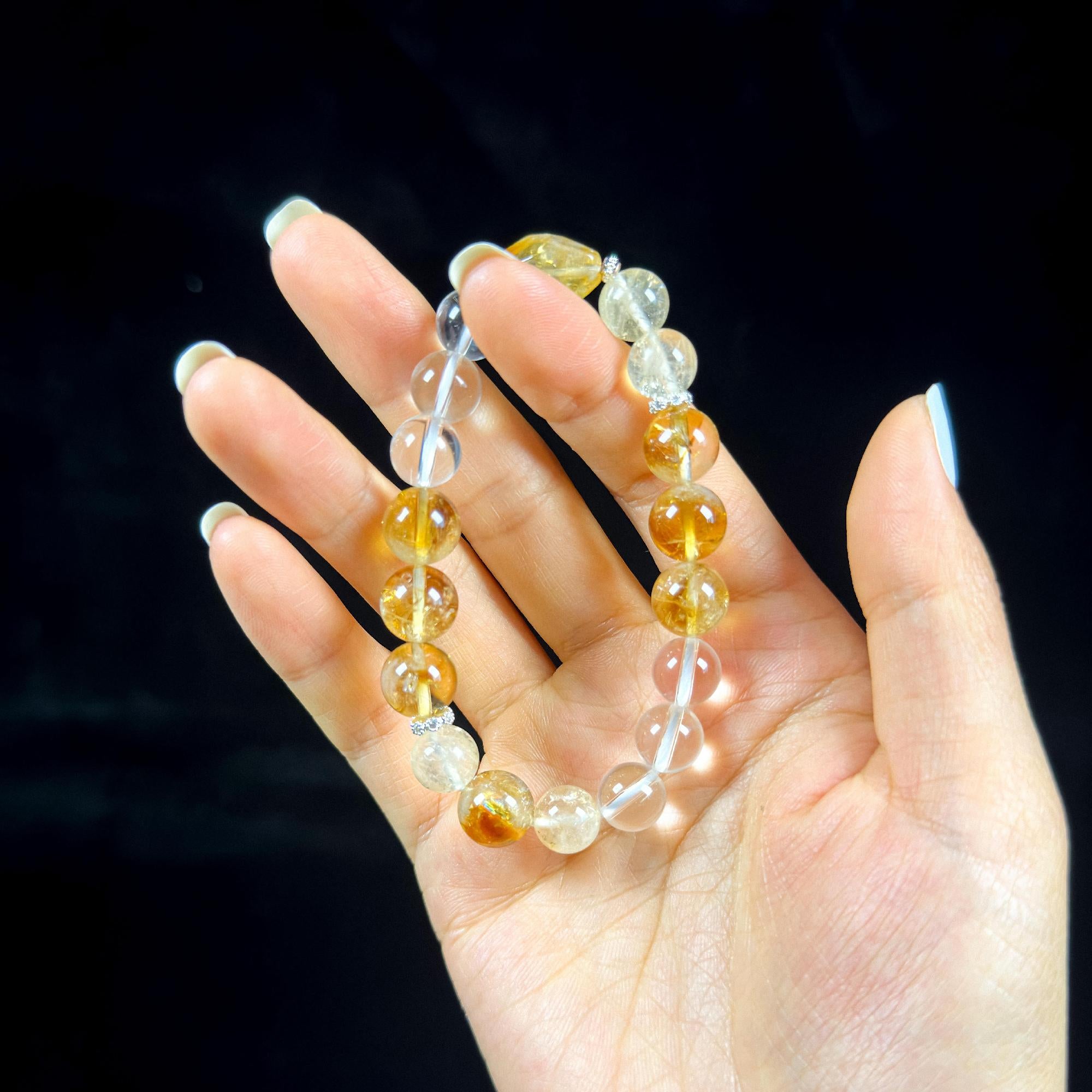 Natural Yellow Citrine & Clear Quartz Bracelet – A Symbol of Energy and Clarity