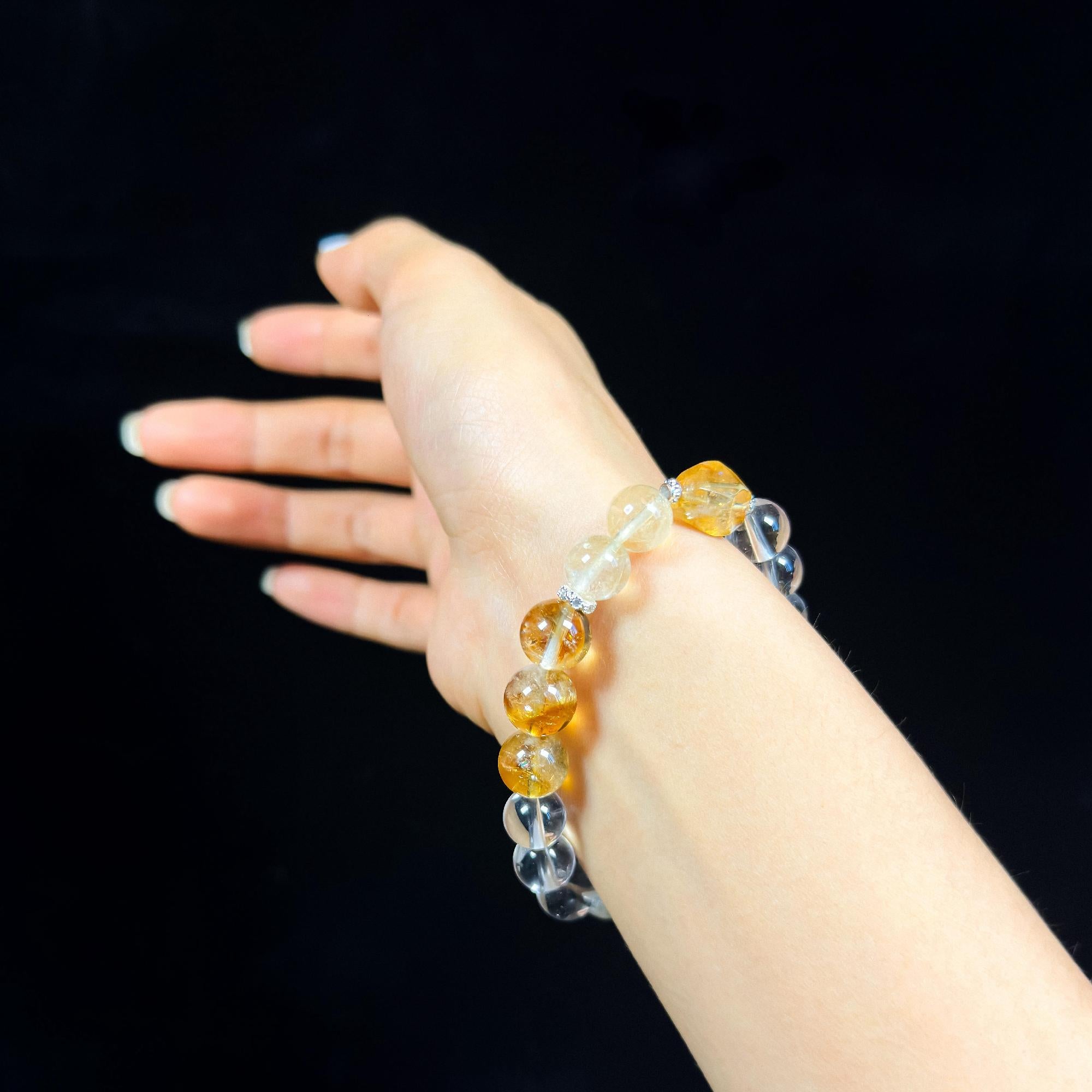 Natural Yellow Citrine & Clear Quartz Bracelet – A Symbol of Energy and Clarity