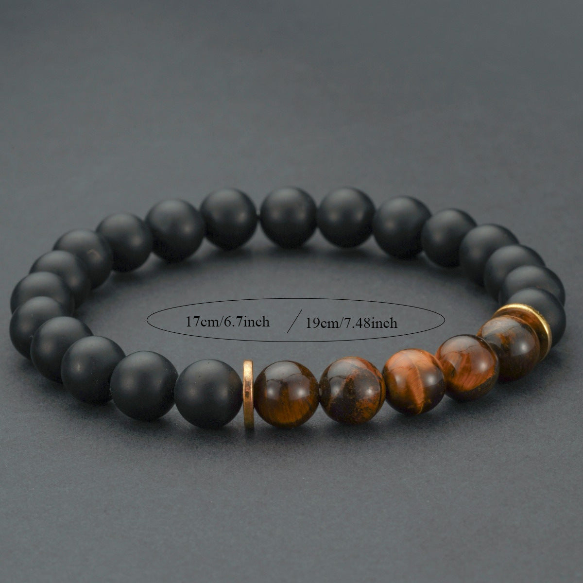 Pulsera de cuentas de ojo de tigre y piedra negra mate: fuerza y ​​protección